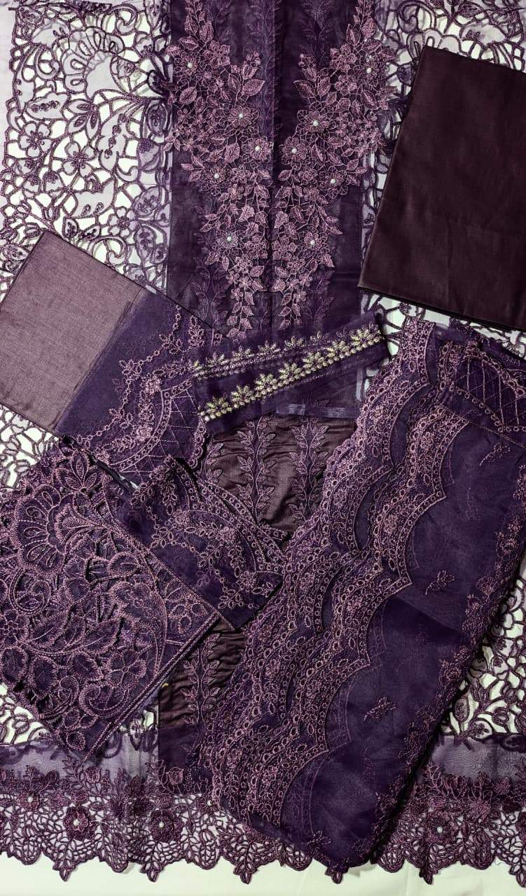 MARIA B Purple Organza Lazer work (AY0014)